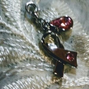 Breast Cancer Charm Silver Swarovrski Crystal